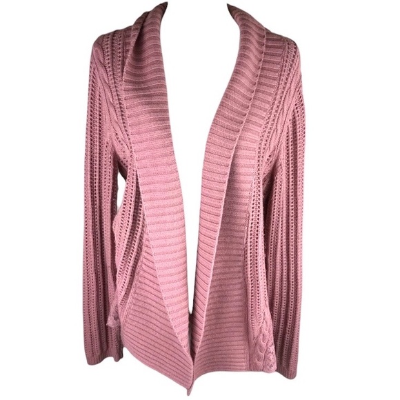 GARNET HILL Open Front Lace Insert Cardigan Cashmere Wool Angora Blend size S - Picture 1 of 11